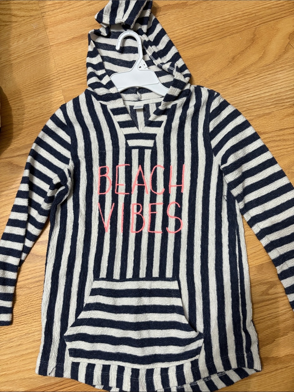 Old Navy Navy and White Striped Hoodie "Beach Vibes"